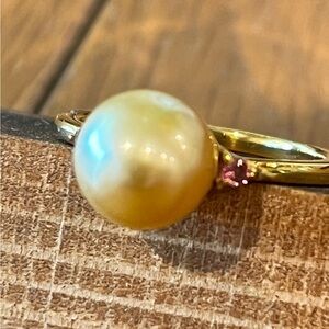 Genuine Golden South Seas Pearl Ring Size 8